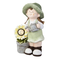 Mädchen Mit Solar LED Blume - Aus Magnesia - Ca. 25,5 X 16,5 X 42 Cm -Saisonale Dekorationen 243383 4016096447595 mica living maedchen mit blume solar led 02