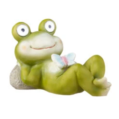 Frosch Mit Solar LED-Augen - Aus Polyresin - Ca. 23 X 11,5 X 15 Cm -Saisonale Dekorationen 243396 4016096447625 mica living frosch liegend solar led 03
