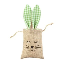 Geschenktasche Mit Hasengesicht - Aus Jute - Ca. 10,5 X 33 X 0,5 Cm - 1 Stück -Saisonale Dekorationen 243595 4016096448424 mica living tasche hasengesicht gruen 01