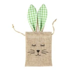 Geschenktasche Mit Hasengesicht - Aus Jute - Ca. 10,5 X 33 X 0,5 Cm - 1 Stück -Saisonale Dekorationen 243595 4016096448424 mica living tasche hasengesicht gruen 02