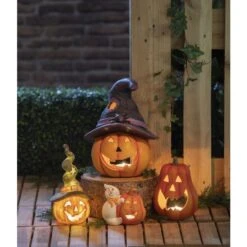 Windlicht - Kürbis - Aus Terrakotta - Ca. 15 X 11,5 X 16 Cm - 1 Stück -Saisonale Dekorationen alles176