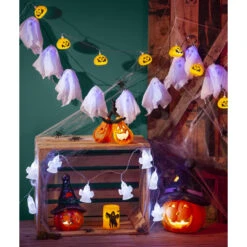 LED-Windlicht - Kürbisse - Aus Polyresin - 19 X 10 X 15,5 Cm -Saisonale Dekorationen alles3691