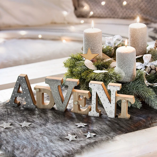 Deko-Schriftzug - Advent - Aus Holz - Ca. 39 X 2 X 10 Cm 3 Deko-Schriftzug - Advent - Aus Holz - Ca. 39 X 2 X 10 Cm