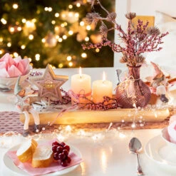 Stumpenkerze - Levi - Ca. 6 X 11 Cm - Rosa/gold -Saisonale Dekorationen alles5793